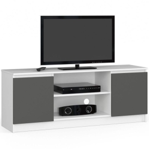 Szafka rtv, stolik, NOVA, 140x40x55 cm, biel, grafit szary, mat
