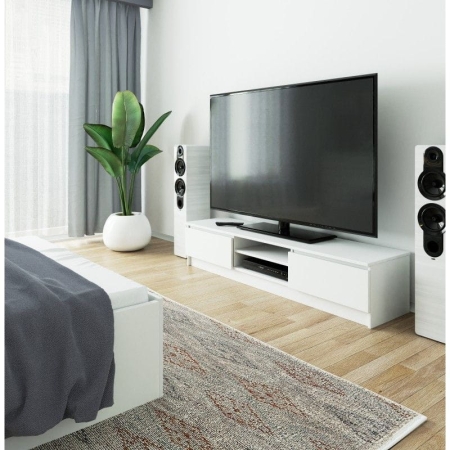 Szafka rtv, NOVA 160x40x33 cm, biel, mat