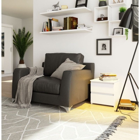 Szafka nocna, stolik, STILO, 2 szuflady, 40x35x40 cm, biel, mat