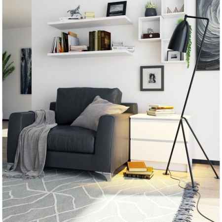 Szafka nocna, 2 szuflady, ALMA, 60x40x55 cm, biel, mat