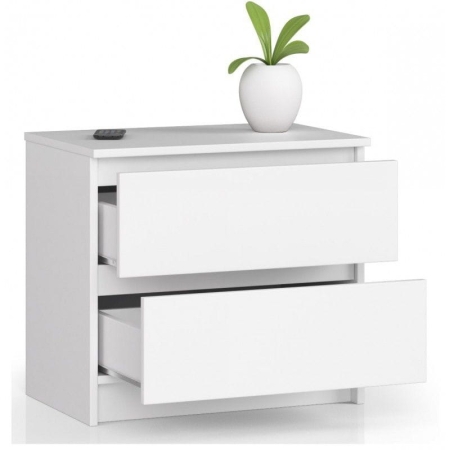 Szafka nocna, 2 szuflady, ALMA, 60x40x55 cm, biel, mat