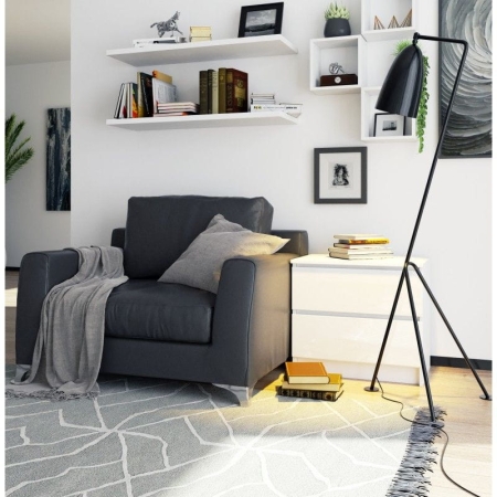 Szafka nocna, 2 szuflady, ALMA, 60x40x55 cm, biel, połysk