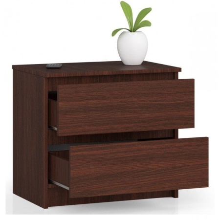 Szafka nocna, 2 szuflady, ALMA, 60x40x55 cm, wenge, mat