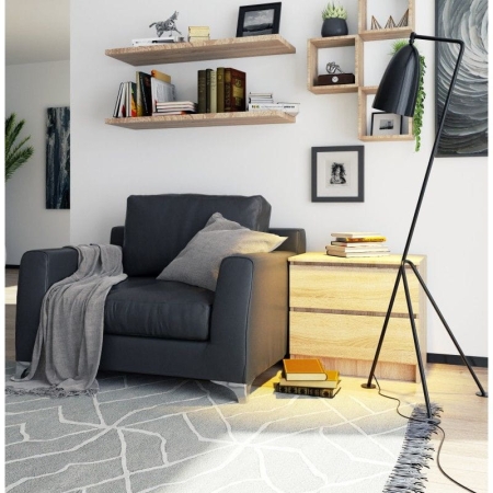 Szafka nocna, 2 szuflady, ALMA, 60x40x55 cm, dąb sonoma, mat