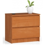 Szafka nocna, 2 szuflady, ALMA, 60x40x55 cm, olcha, mat