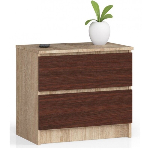 Przejdź do produktu Szafka nocna, 2 szuflady, ALMA, 60x40x55 cm, dąb sonoma, wenge, mat
