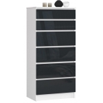 Komoda do sypialni, pokoju, 6 szuflad, STILO, 60x40x130 cm, grafit, połysk