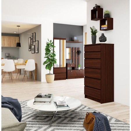 Komoda do sypialni, pokoju, 6 szuflad, 60x40x130 cm, wenge, mat