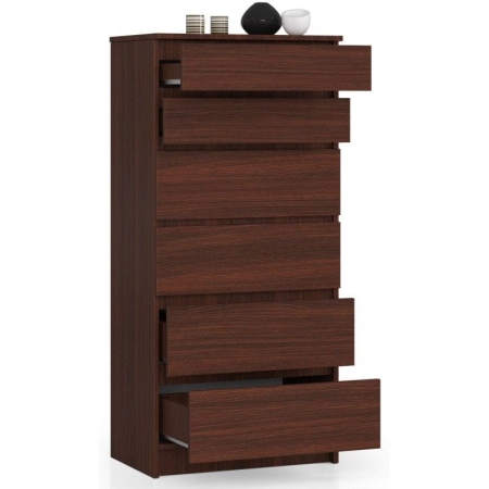 Komoda do sypialni, pokoju, 6 szuflad, 60x40x130 cm, wenge, mat