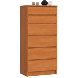 Komoda do sypialni, pokoju, 6 szuflad, STILO, 60x40x130 cm, olcha, mat