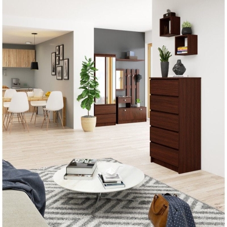 Komoda do sypialni, 5 szuflad, STILO, 60x40x121 cm, wenge, mat