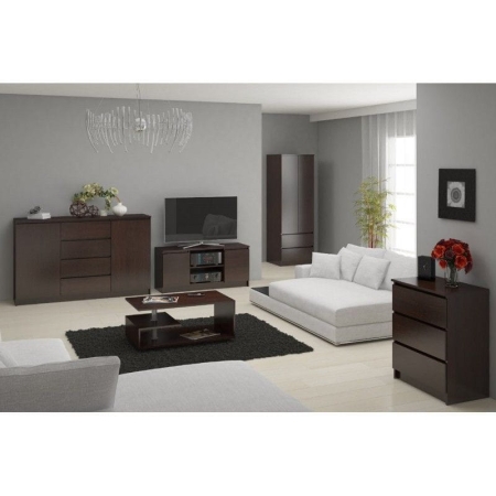 Komoda do sypialni, 5 szuflad, STILO, 60x40x121 cm, wenge, mat