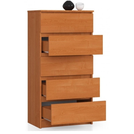 Komoda do sypialni, 5 szuflad, STILO, 60x40x121 cm, olcha, mat