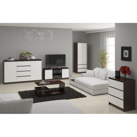 Komoda do sypialni, 5 szuflad, STILO, 60x40x121 cm, wenge, biel, mat