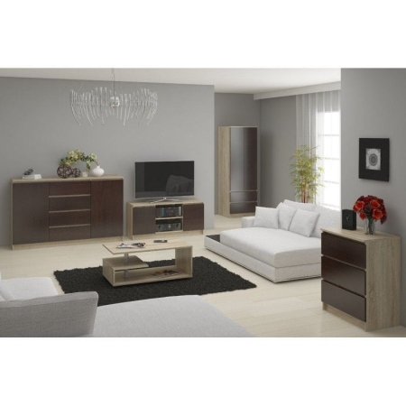 Komoda do sypialni, 5 szuflad, STILO, 60x40x121 cm, dąb sonoma, wenge, mat