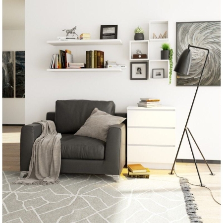 Komoda do sypialni, 3 szuflady, STILO, 60x40x77 cm, biel, mat