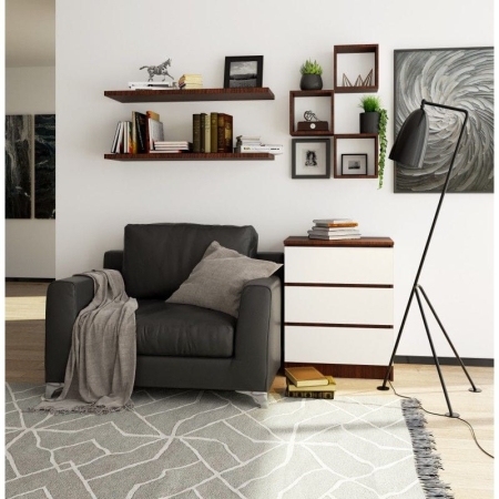 Komoda do sypialni, 3 szuflady, STILO, 60x40x77 cm, wenge, biel, mat