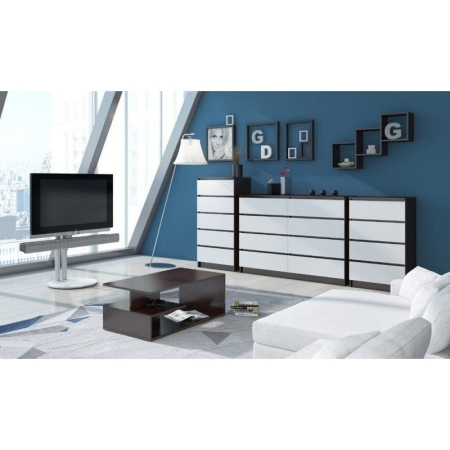 Komoda do sypialni, 3 szuflady, STILO, 60x40x77 cm, wenge, biel, mat
