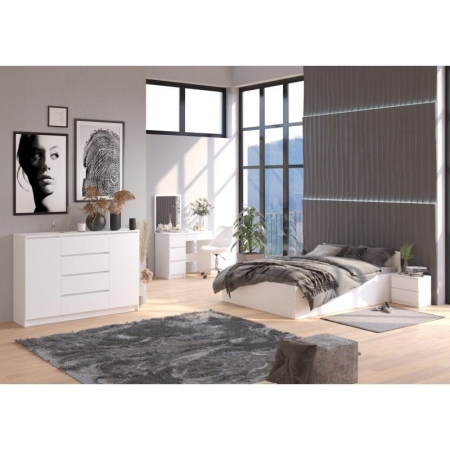 Komoda do salonu, sypialni, 6 szuflad, STILO, 120x40x77 cm, biel, mat