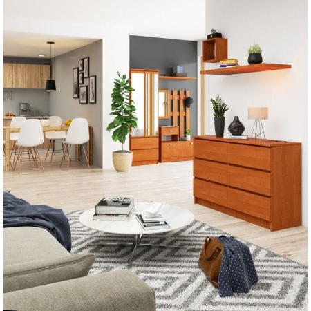 Komoda do salonu, sypialni, 6 szuflad, STILO, 120x40x77 cm, olcha, mat