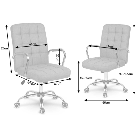 Fotel biurowy, materiałowy, krzesło, benton, niebieski, biały