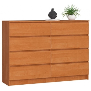 Komoda do sypialni, STILO, 8 szuflad, 140x40x99 cm, olcha, mat