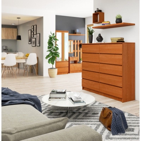 Komoda do sypialni, STILO, 10 szuflad, 140x40x121 cm, olcha, mat