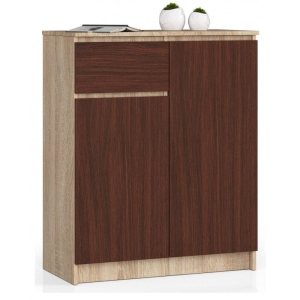 Komoda do sypialni, drzwi, szuflada, NOAH, 80x40x99 cm, dąb sonoma, wenge, mat
