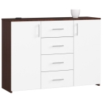 Komoda do sypialni, drzwi, 4 szuflady, LENA, 110x35x80 cm, wenge, biel, mat