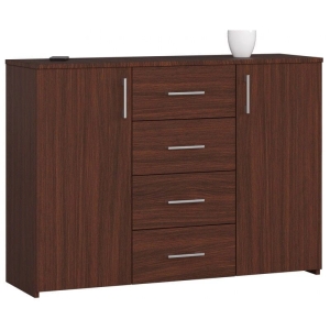 Komoda do sypialni, drzwi, 4 szuflady, LENA, 110x35x80 cm, wenge, mat