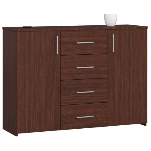 Przejdź do produktu Komoda do sypialni, drzwi, 4 szuflady, LENA, 110x35x80 cm, wenge, mat