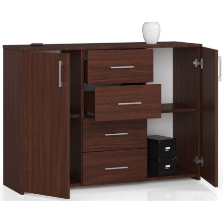 Komoda do sypialni, drzwi, 4 szuflady, LENA, 110x35x80 cm, wenge, mat