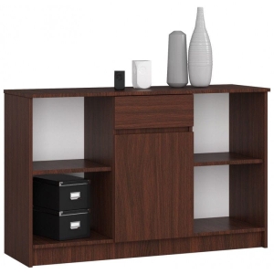 Komoda otwarta, drzwi, szuflada, ELIO, 120x40x77 cm, wenge, mat