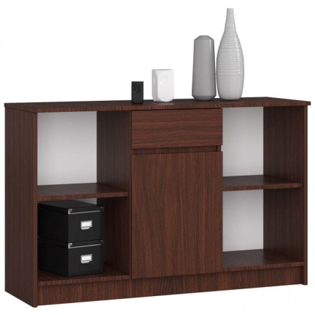 Komoda otwarta, drzwi, szuflada, ELIO, 120x40x77 cm, wenge, mat