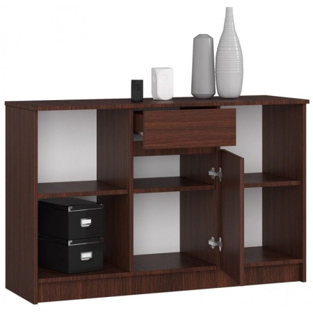 Komoda otwarta, drzwi, szuflada, ELIO, 120x40x77 cm, wenge, mat