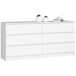 Komoda do sypialni, STILO, 6 szuflad, 160x40x77 cm, biel, mat