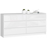 Komoda do sypialni, STILO, 6 szuflad, 160x40x77 cm, biel, połysk