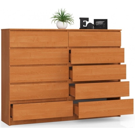 Komoda do sypialni, 10 szuflad, STILO, 160x40x121 cm, olcha, mat
