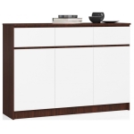 Komoda, 3 szuflady, 3 drzwi, ATLAS, 140x40x99 cm, wenge, biel, mat