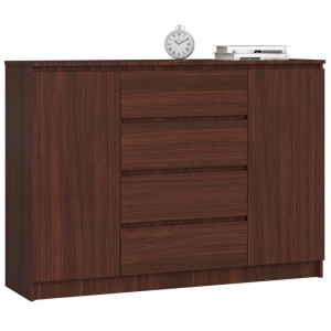 Komoda do sypialni, 4 szuflady, półki, CANTO, 140x40x99 cm, wenge, mat