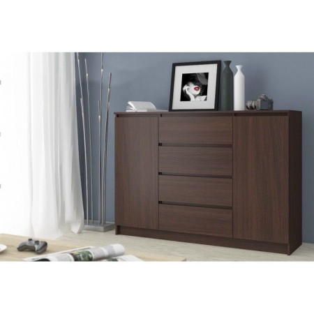 Komoda do sypialni, 4 szuflady, półki, CANTO, 140x40x99 cm, wenge, mat