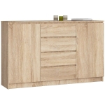 Komoda do sypialni, 4 szuflady, półki, CANTO, 160x40x99 cm, dąb sonoma, mat