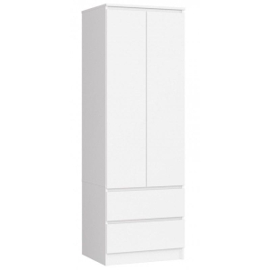 Szafa do sypialni, szuflady, DORMI XS, 60x50x180 cm, biel, mat