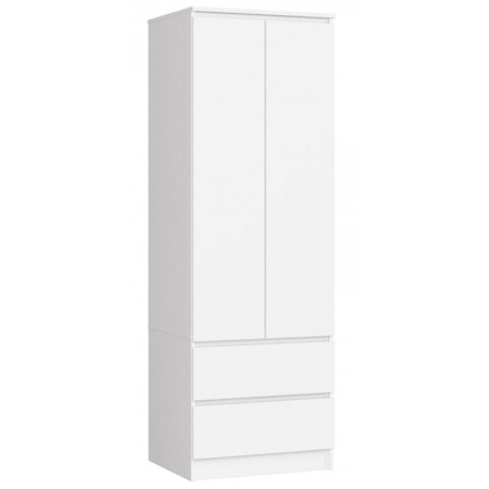Szafa do sypialni, szuflady, DORMI XS, 60x50x180 cm, biel, mat