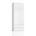 Szafa do sypialni, nadstawka, DORMI, 90x51x234 cm, biel, połysk