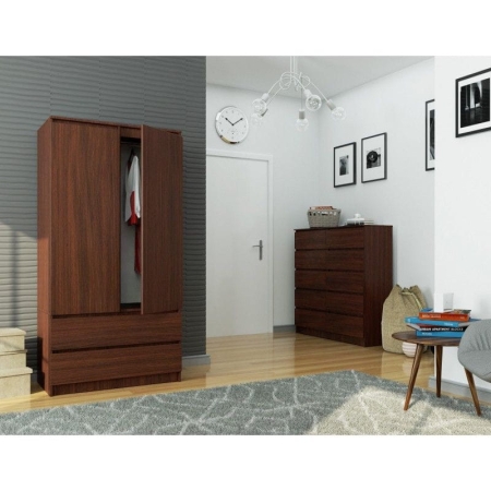 Szafa do sypialni, 2 szuflady, drzwi, DORMI, 90x51x180 cm, wenge, mat