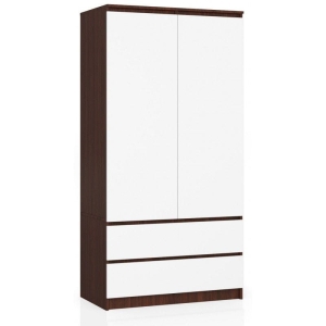 Szafa do sypialni, 2 szuflady, drzwi, DORMI, 90x51x180 cm, wenge, biel, mat