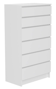 Komoda do sypialni, salonu, M6, 70x40x132 cm, biel, mat