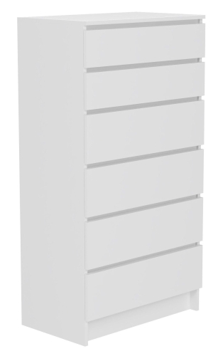 Przejdź do produktu Komoda do sypialni, salonu, M6, 70x40x132 cm, biel, mat