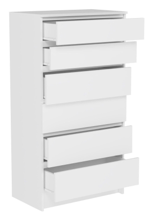 Komoda do sypialni, salonu, M6, 70x40x132 cm, biel, mat